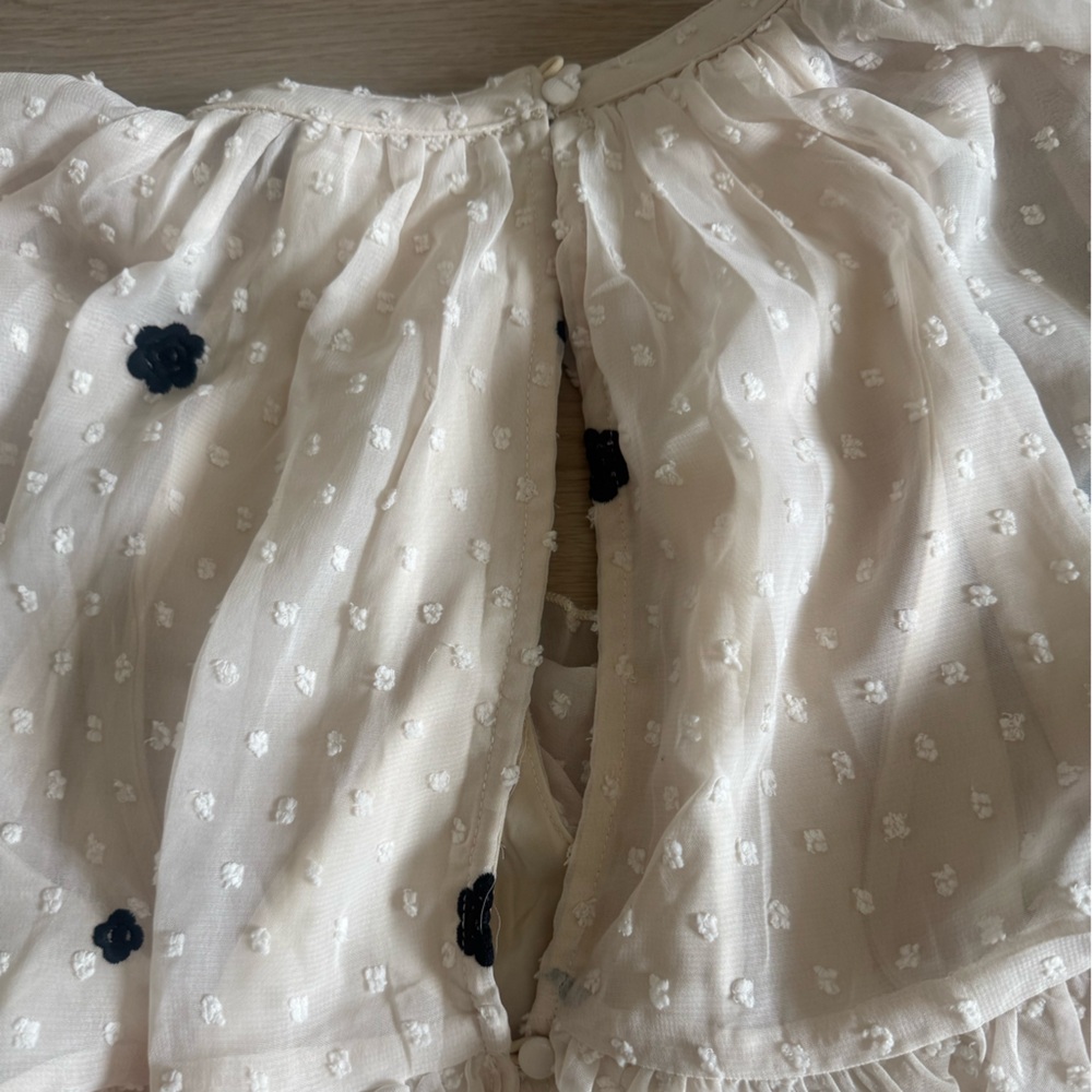 Lulu’s Swiss Dot Cape Sleeve Tiered Mini Dress Polka Dot | Large | NWT - Picture 8 of 9